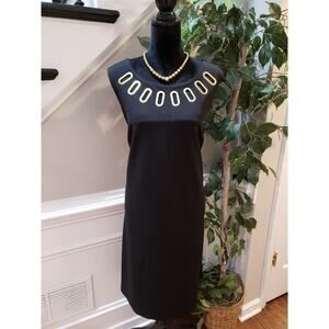 Blooming Rose Womens Black Metal Trimmed Round Neck Knee Length Shift Dress 2X